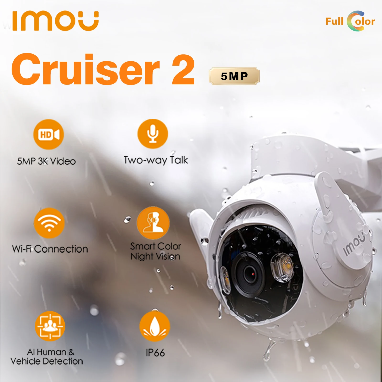 IMOU Cruiser 2 5MP WiFi PTZ Camera Outdoor Security Protection Smart Tracking Human Detection surveillance Camera Night Vision