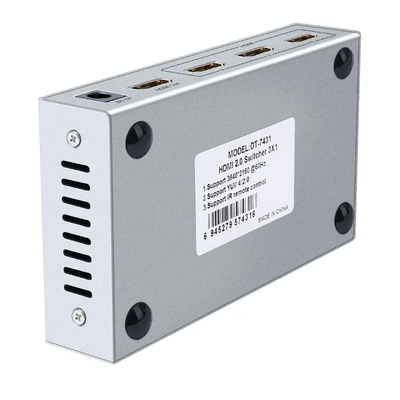 DTECH 3 Ports 1080P Screen Multiviewer Displayport Zero Delay 3x1 HDMI 2.0 Switcher