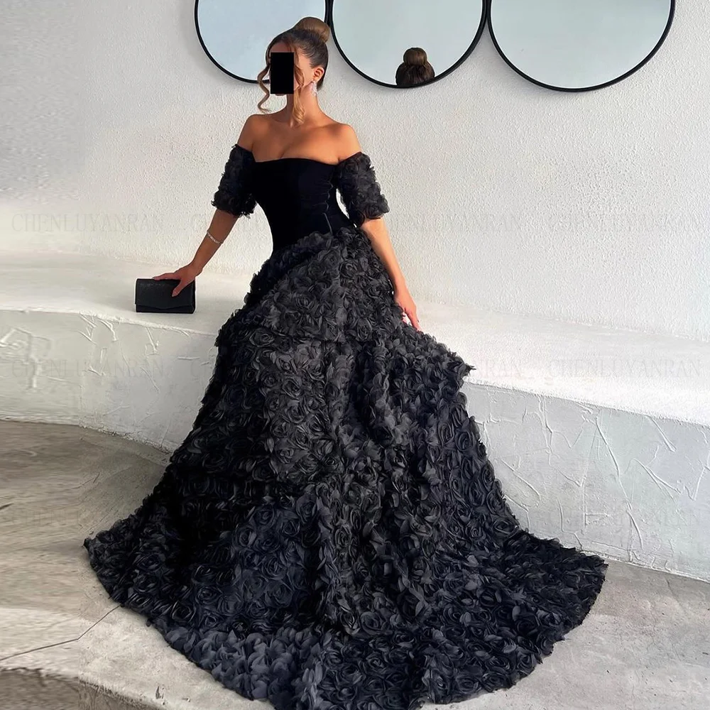 Black Lace Formal Occasion Dresses 2024 Tiered A-line Long Ball Gowns High Quality Luxury Evening Party Gowns فساتين الحفلات