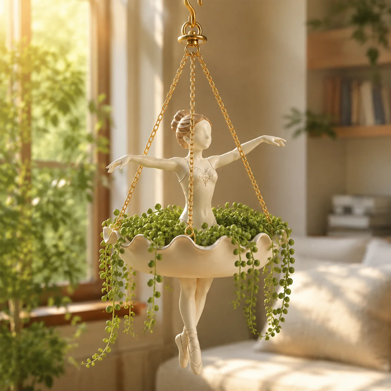 Resin Hanging Planter for Home Garden Decor Dance Lovers Artistic Ballerina Flower Pot Vertical Plant Holder Durable Gift
