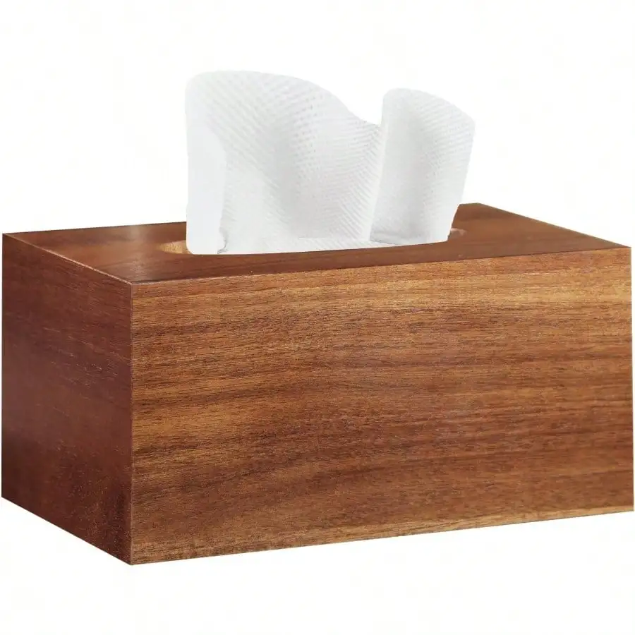 

Tissue Box Cover,Acacia Wood Tissue Box Cover Rectangle With Slide-Out Bottom,Wooden Decorative Cube Facial Tissue Holder/Organizer/Dispenser For Bathroom,Office Desk & Bedroom Decor