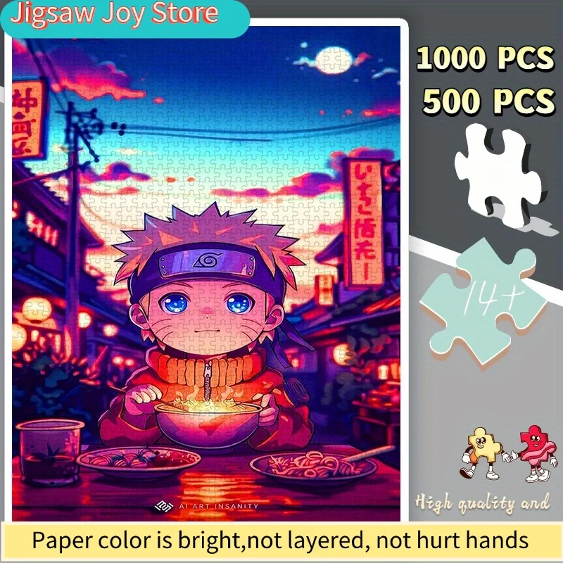 

Puzzles, Made of Paper, DIY Puzzles Featuring Naruto, Perfect for a Cozy Night Market Ramen Experience. Suitable for Home Leis