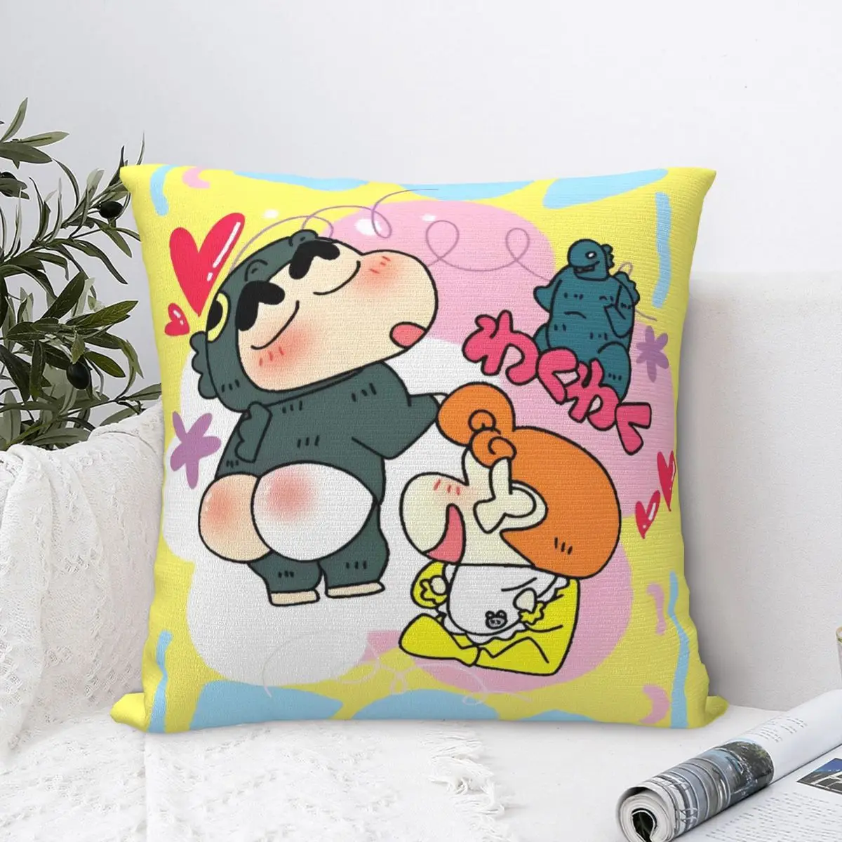 Pillow Case Crayon Shin-chan Kawaii   Square Pillow Cover Kawaii Cushion Cover Pillowcases For Office Car Home Decorative