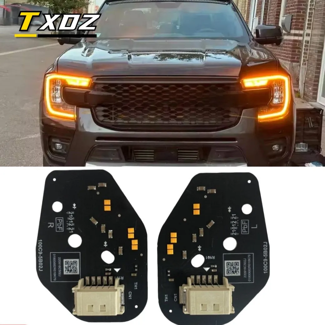 

Янтарные светодиодные платы DRL для Ford Ranger T9, нематричные светодиодные фары 2024-2025, желтые, красные, синие дневные ходовые огни