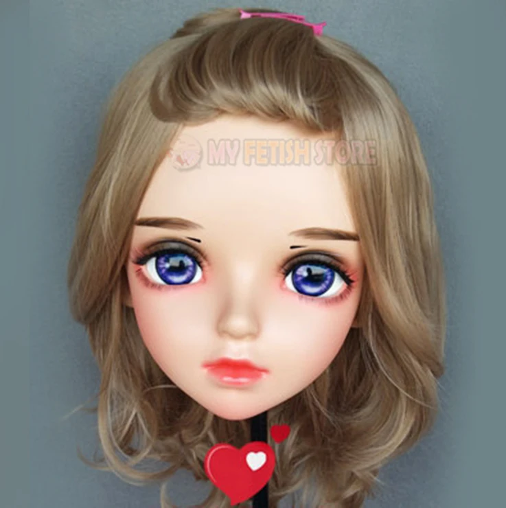 (Miao-5) أنثى فتاة حلوة الراتنج نصف رئيس Kigurumi BJD عيون كروسدريس تأثيري انمي ياباني دور لوليتا قناع مع عيون وشعر مستعار