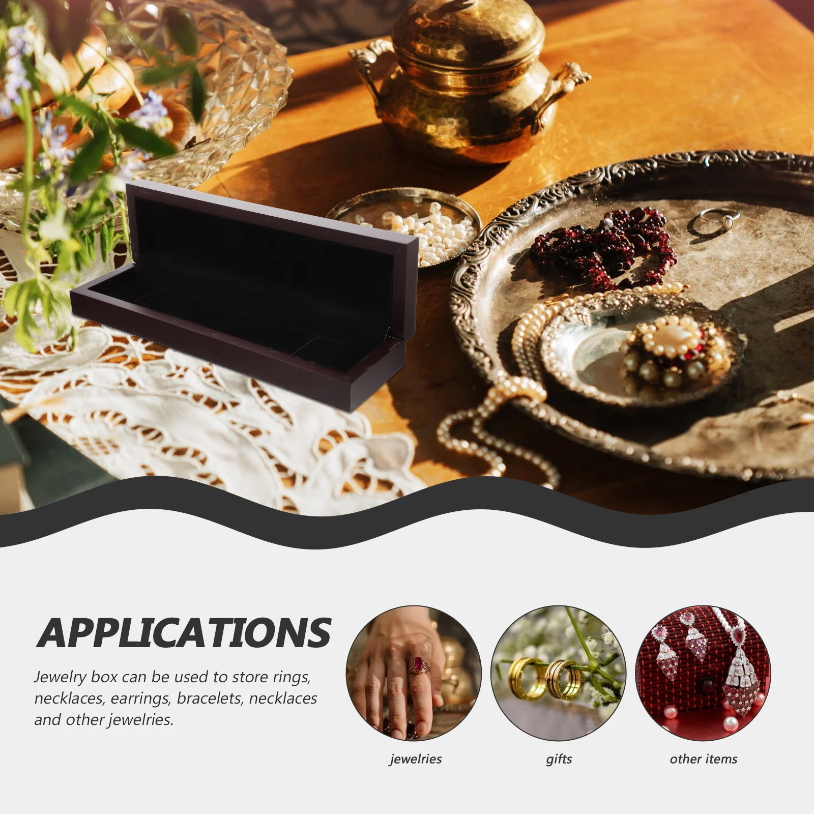 

Vintage Retro Jewelry Box Necklace Organizer Hollow Pattern Elegant Design Jewelry Storage Case for Travel Desktop