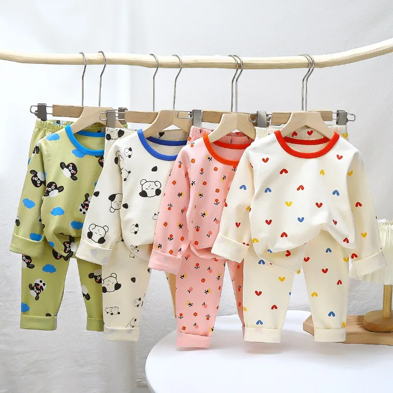 

Baby Kids Pajamas Sets Cotton Boys Sleepwear Suit Winter Girls Pajamas Cartoon Cat Pijamas T-shirt+Pants 2pcs Children Clothing