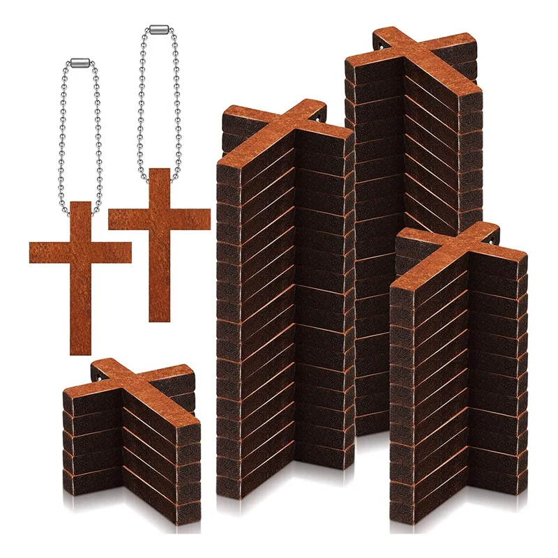 200 Pcs Mini Wooden Cross Bulk Cross Charm Hanging Ornament For DIY Necklace Bracelet