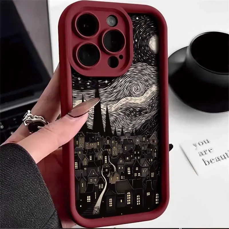 Luxury City Starry Sky Phone Case for Samsung S25 S24 S23 S22 S21 S20 Note 20 FE Plus Ultra 4G 5G Soft Silicone TPU Cover