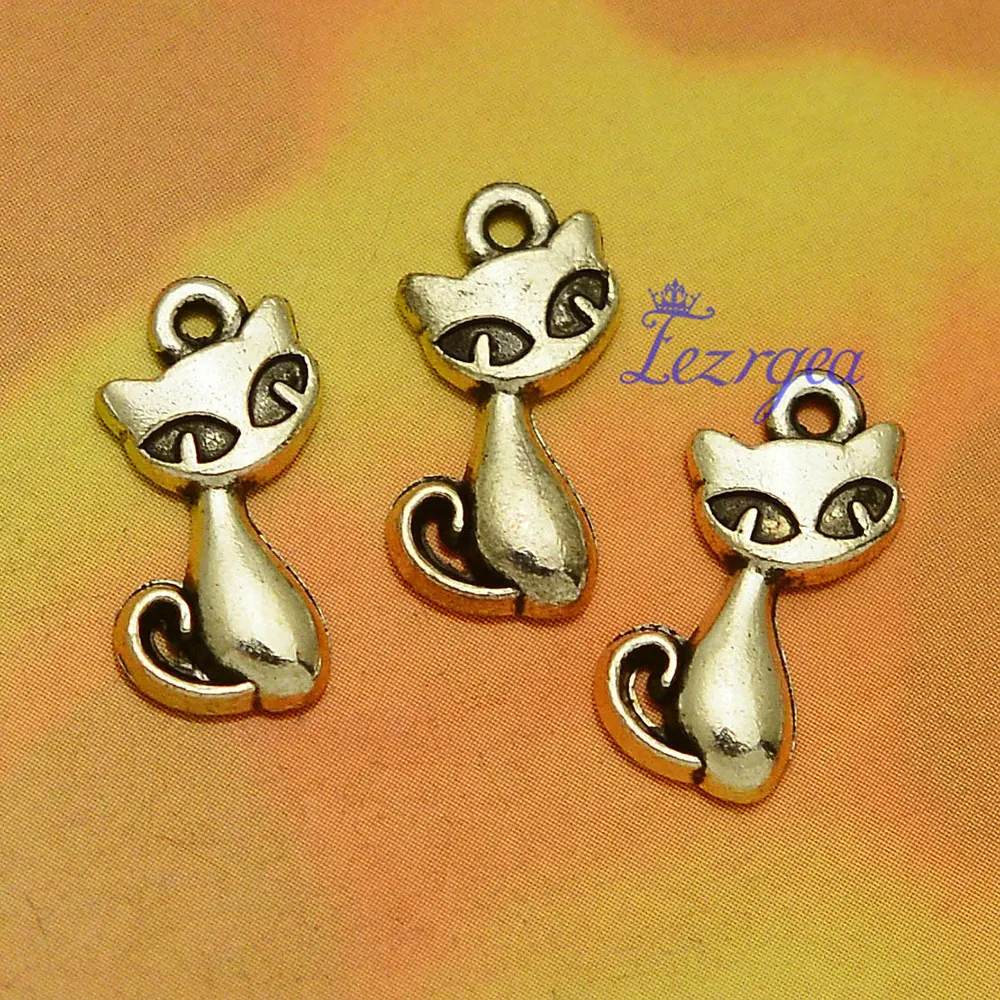 40pcs/lots Vintage Cat Dog Paw Print Bone Pet Charms Animals Pendants For Diy Jewelry Making Supplies Wholesale Bulk Items