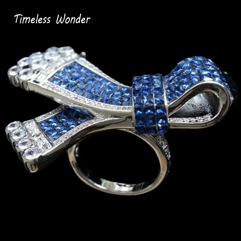 

Timeless Wonder Fancy Zircon Bownot Cocktail Rings for Women Designer Jewelry Goth Top Party Trendy Gift Rare Luxury Runway 6448