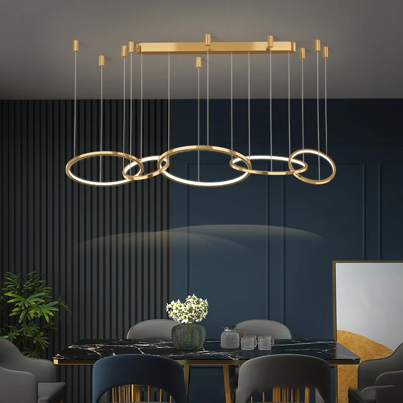 

Ring design modern LED chandelier hotel lobby light AC110V 220V long dinning room light fixtures