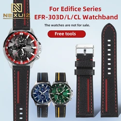 For Casio Edifice Heart of the Earth EFR-303CL Leather Watchband efr-303d/l Watch Strap 22mm ECB-900 Italian Leather Bracelet