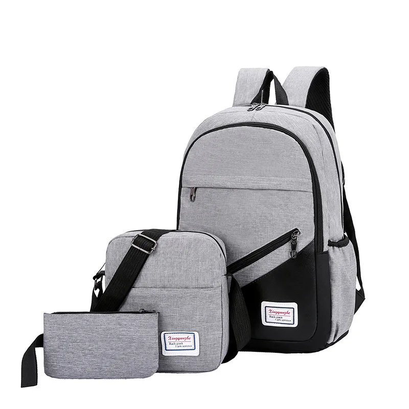 In-Stock New Neutral Backpack Pure Color Travel Polyester Set Lightweight Portable College Style Dual-Shoulder Bag