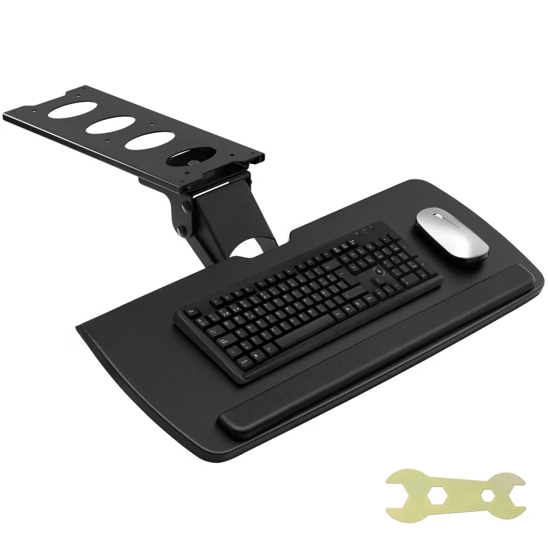 Keyboard Tray under Desk Adjustable Height & Angle Keyboard Tray Slide out & Holder for Typing in Home and Office Work