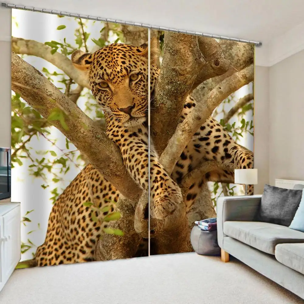 Custom brown tiger curtains Bedroom living room windproof thickening blackout 3d curtains