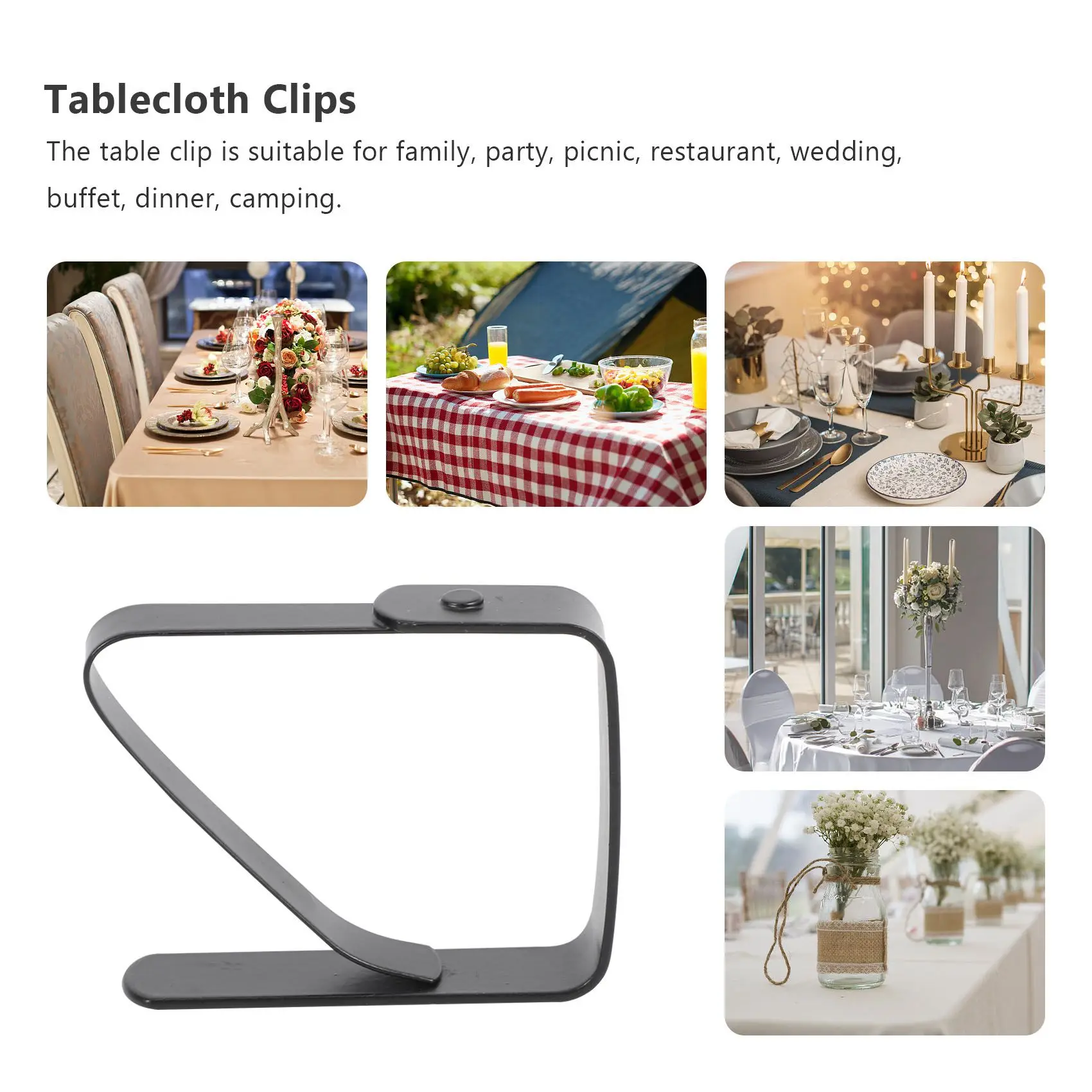 8 Pak Taplak Meja Stainless Steel Hitam Taplak Meja Klip Tempat Kain