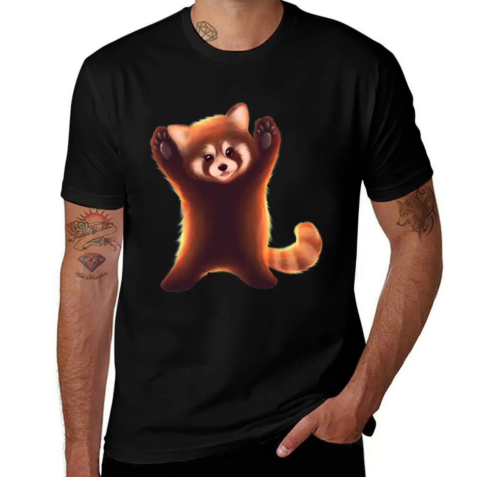 Cute Red Panda T-Shirt Casual Street Style Short Sleeve Tee