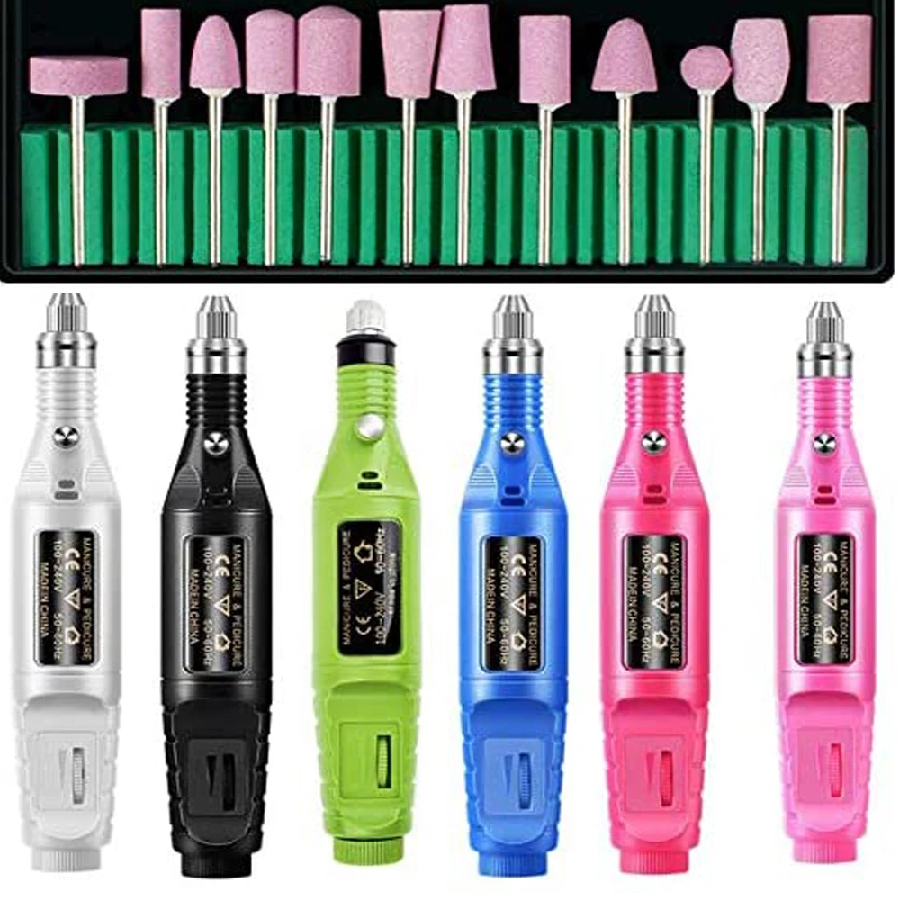 الكهربائية مسمار التدريبات عدة إزالة البولندية مانيكير باديكير 6 قطعة ملف الأظافر الرملي العصابات آلة مسمار الفن القلم جهاز