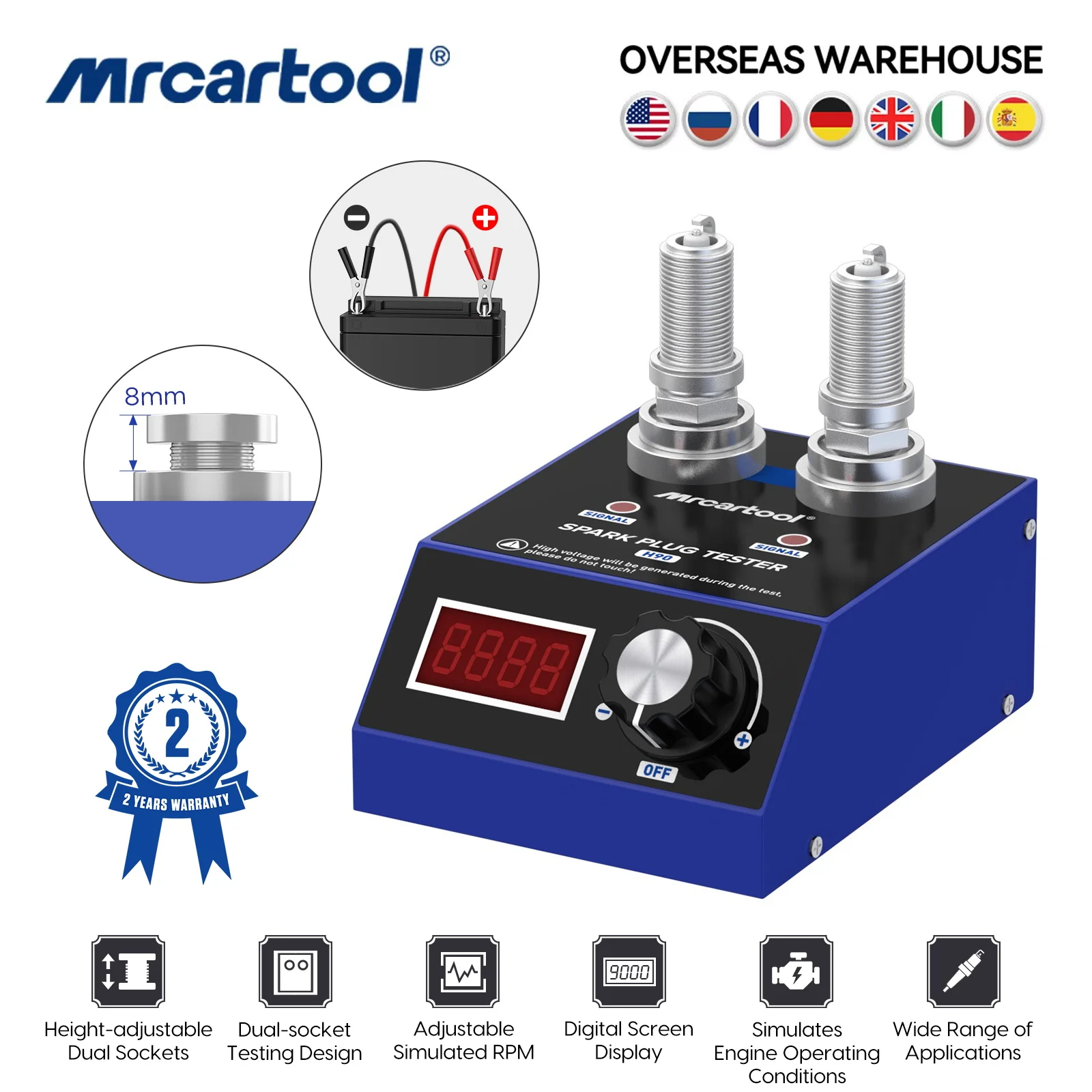 AUTOOL SPT360 5-Hole Car Spark Plug Tester – Digital Ignition Analyzer Height Adjustable 12V