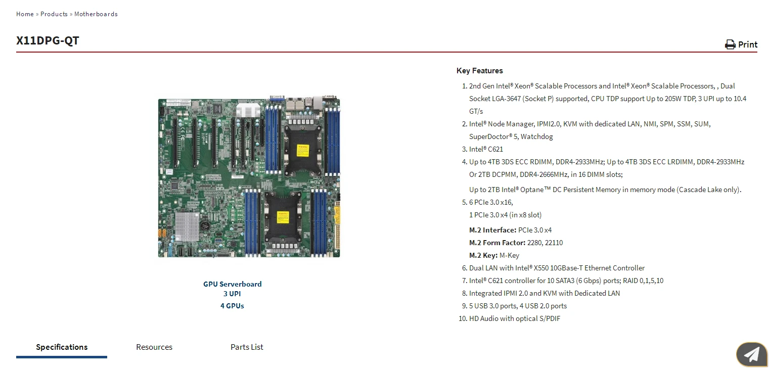 X11DPG-QT for Supermicro Motherboard Dual Socket LGA-3647 (Socket P) Xeon Scalable Processors