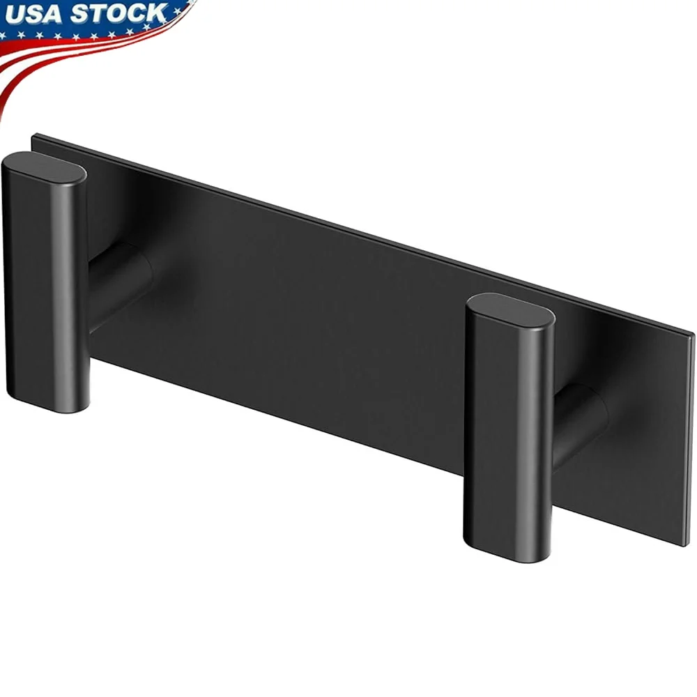 

Modern Decor Wall Hook 2-Hook 6.5 Inch Sturdy Matte Black Coat Hat Towel Robe Holder Entryway Bathroom Kitchen Bedroom