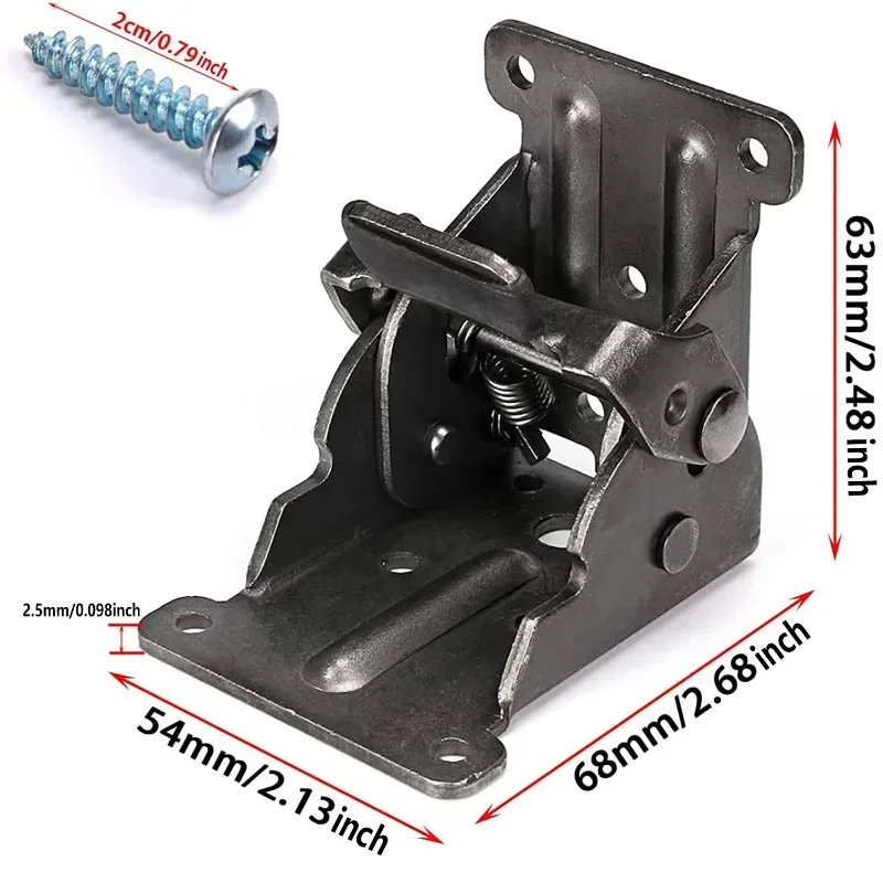 4PCS Bed Leg, WorkbenchFoldable Bracket, Self-Lock Hinge Hardware with Screws Lock Extension Support for Table Leg