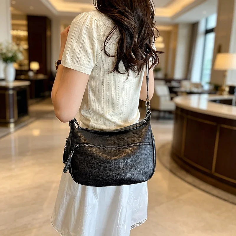 Echtes Leder Hochwertige Damen-Tragetasche Designer-Umhängetasche Retro Casual Damen-Schulter-Messenger-Handtaschen 2026 – Detail 5
