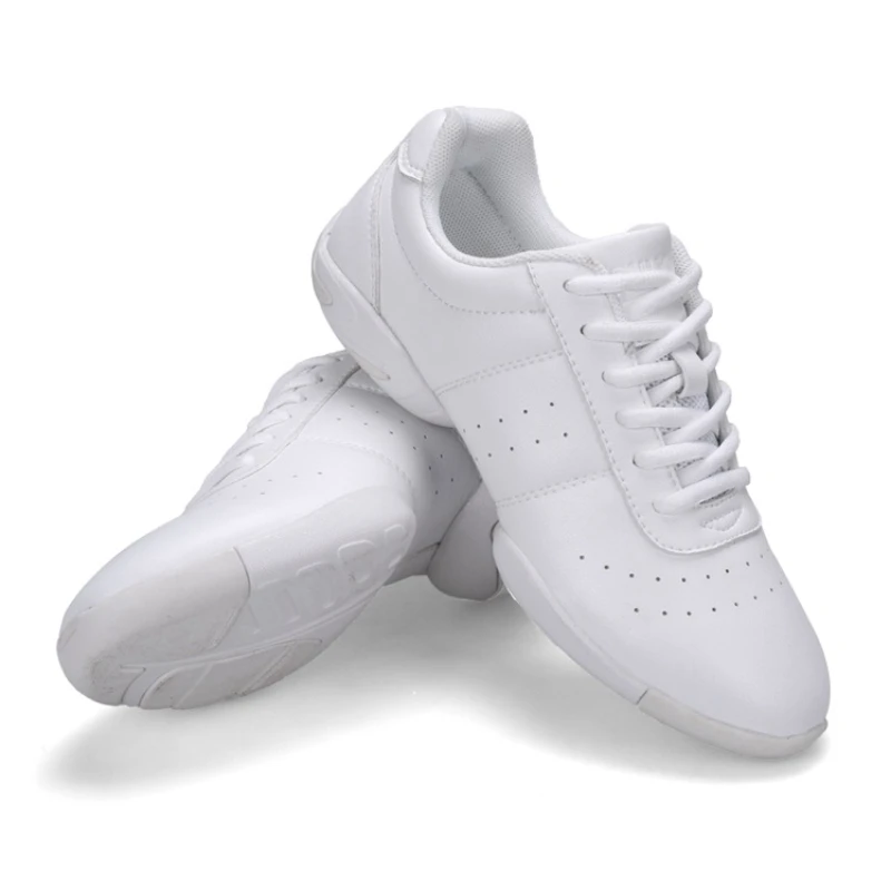 Zapatos de baile para mujer, zapatillas transpirables de cuero blanco, suela suave, para Jazz, para práctica de baile cuadrado de Salsa, zapatos de baile modernos