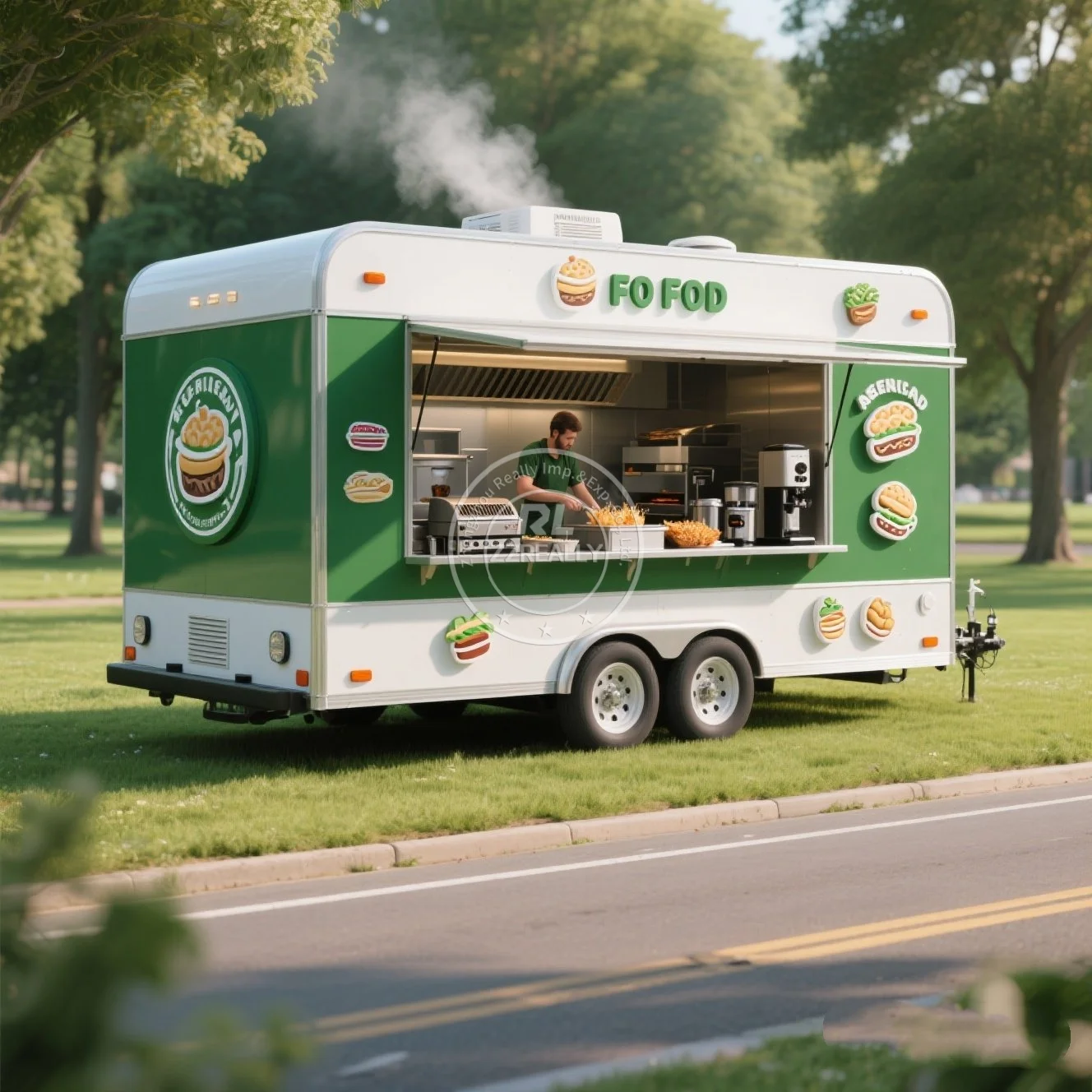 

United State Food Truck with Full Kitchen BBQ Pizza Trucks Concession Bbq Food Trailer with Porch Fully Equipped Custom