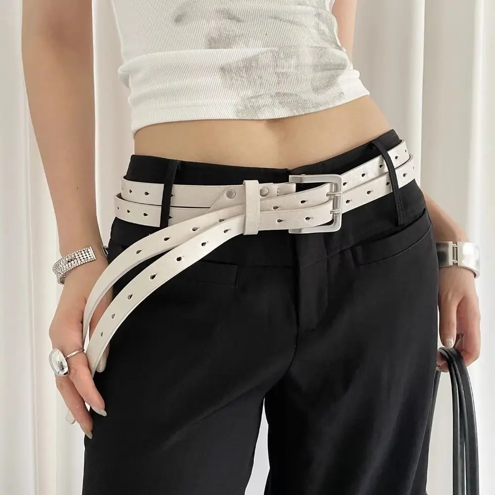 

Fashionable Vintage Women's Belt Double-Breasted Leather Waist Belt Versatile Y2k Dress Jeans Belt Spicy Girls