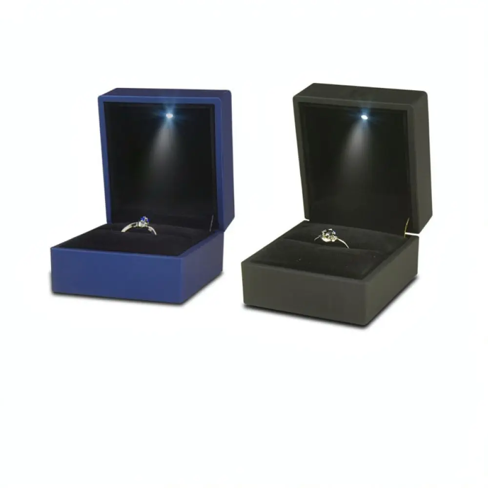 Luxury LED Ring Box Jewelry Display Storage Case Illuminated Velvet Lining For Wedding Engagement Proposal Gift Holder