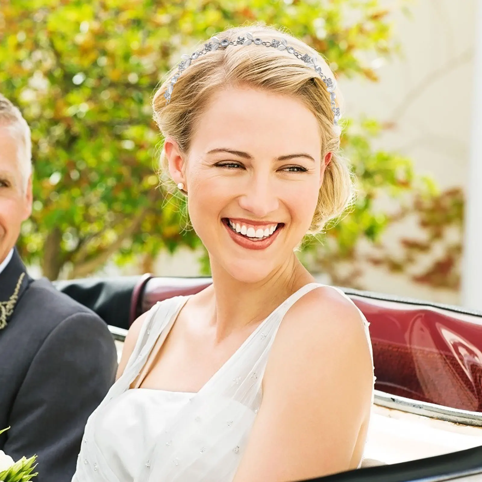 

Серебряная женская повязка для волос со стразами в стиле листьев, прочная повязка на голову из сплава для свадебной вечеринки, выпускного вечера, повязка для волос со стразами, женская повязка для волос