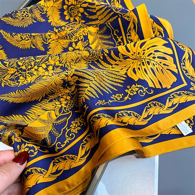 100% Pure Silk Scarf Women Spring Summer Square Neck Scarves Foulard Female Bandana Hiagh Quality Solid Bufanda 2024