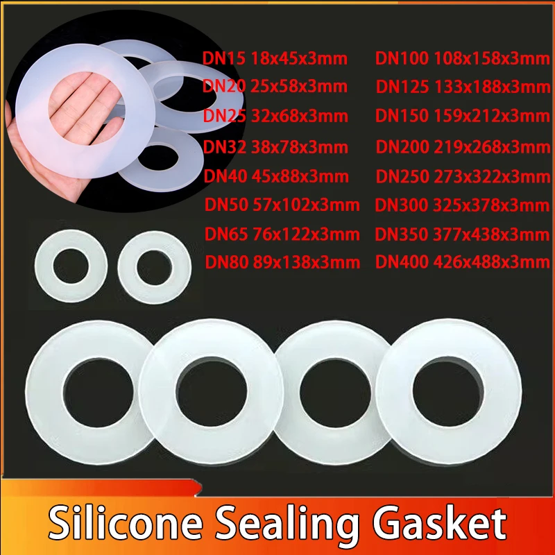 1/10pcs T:1/1.5/2/3mm Silicone Rubber Flat Gaskets White Silicon O Rings Seal Washers Sealing Ring