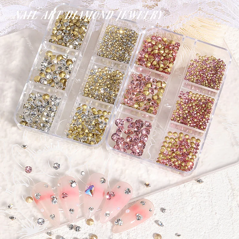 1000 pièces SS4-SS20 blanc rose gemmes diamant ongles breloques décorations Strass cristal Strass Nail Art décoration accessoires
