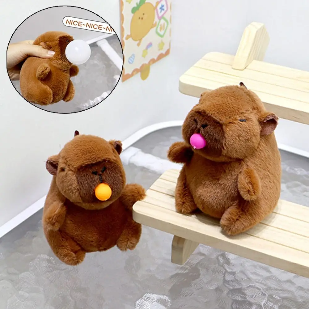 Cute Capybara Plush Keychain Bubble Blowing with Bradde Chain Cartoon Pendant Hanging Ornament