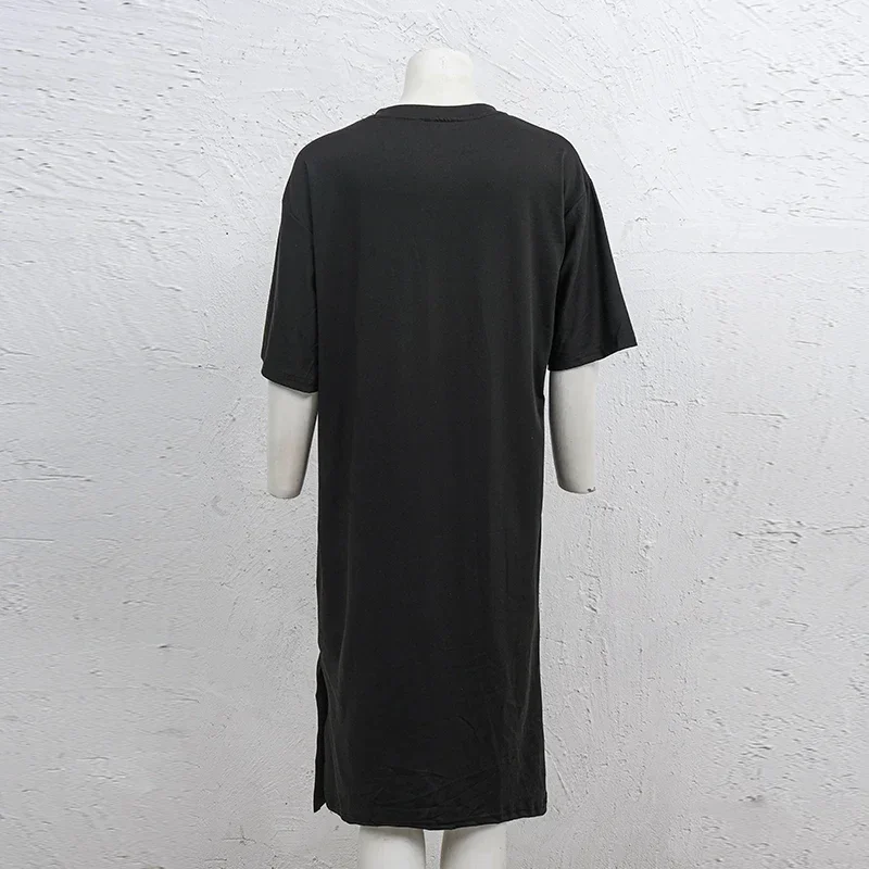 Xizou carta impressa casual longo camiseta vestido de verão manga curta oversized coreano feminino maxi vestido vestidos de mujer