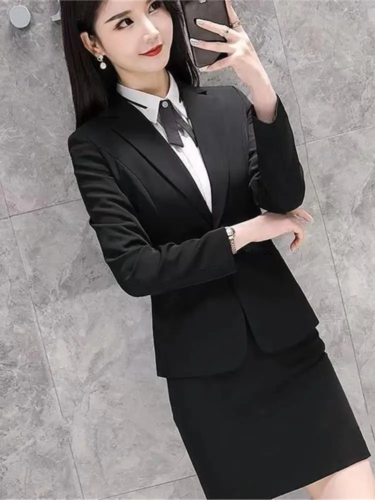 Primavera outono high end carreira conjunto de terno feminino faionable godd ol sle entrevista formal wear ort sve casaco longo