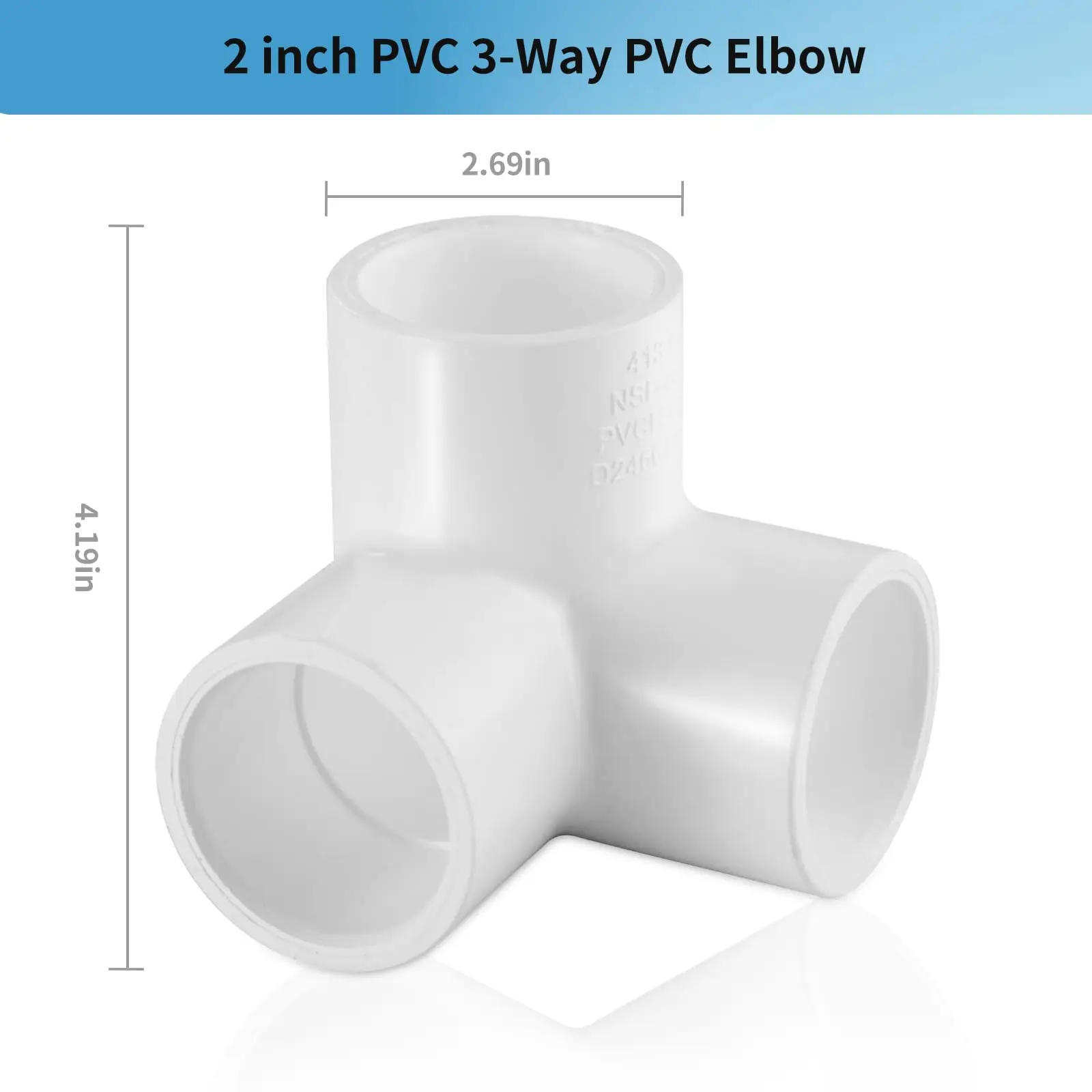Acessórios para tubos de PVC LESSO, 2 pacotes de cotovelo de PVC de 2 polegadas, conector de grau de móveis resistente para molduras de móveis DIY, resistente a UV, SC