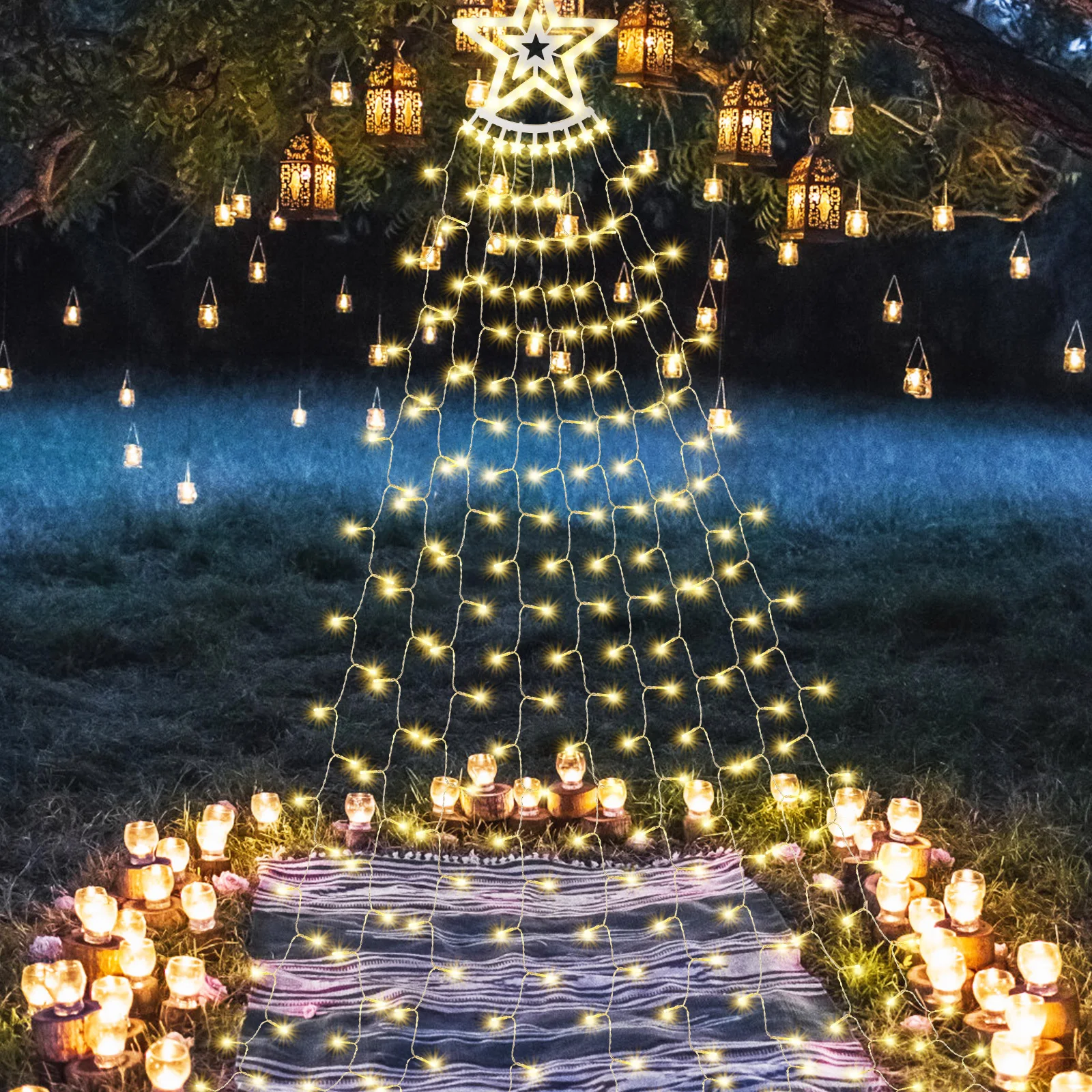 350 LED عيد الميلاد ستار شلال ضوء في الهواء الطلق شجرة عيد الميلاد ساحة معلقة أضواء الزخرفية عطلة أضواء الزخرفية في الهواء الطلق