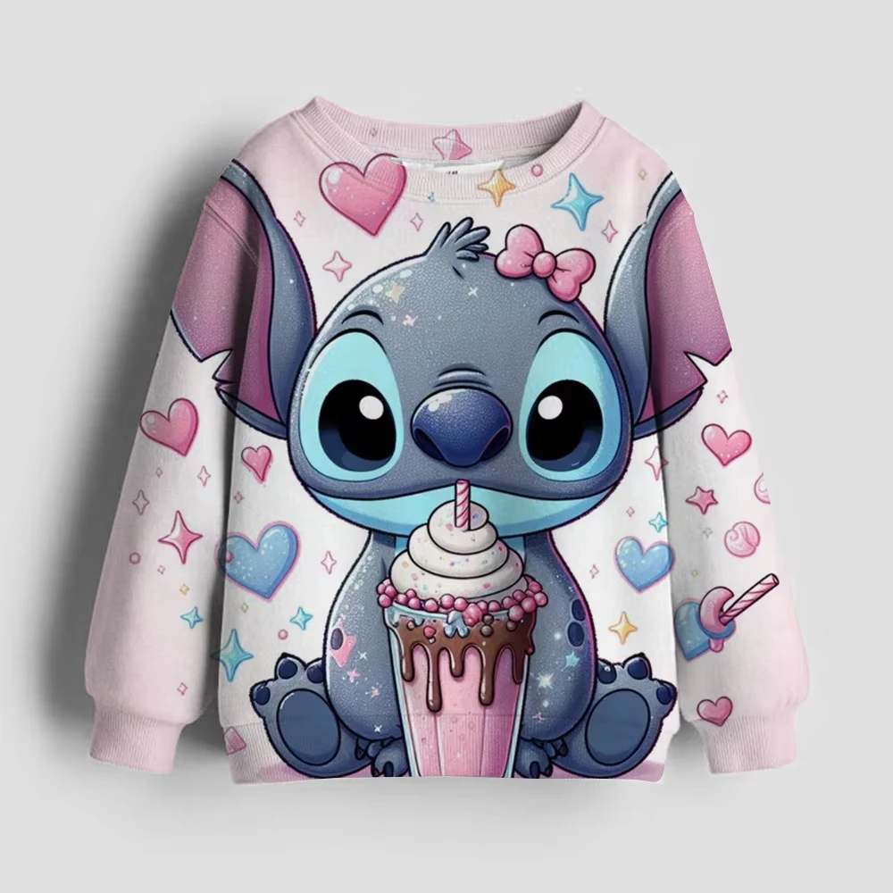 

Girls Street Sports Hoodie Girls Top Kids Christmas Kids Clothes Cartoon Stitch Print Cute Birthday Party Costumes Sweatshirt