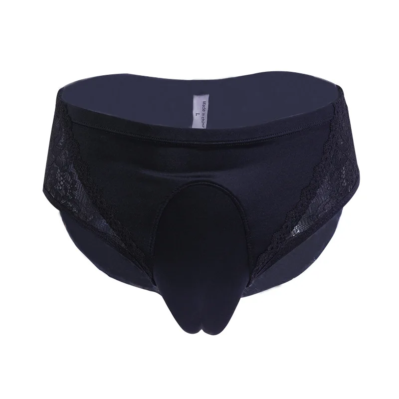 Pria Seksi Pakaian Dalam Sissy Erotis Renda Tonjolan Kantong Celana Dalam Menyembunyikan Gaff Tukar Pakaian Transgender Celana Mid-Rise Tipis Celana Boxer