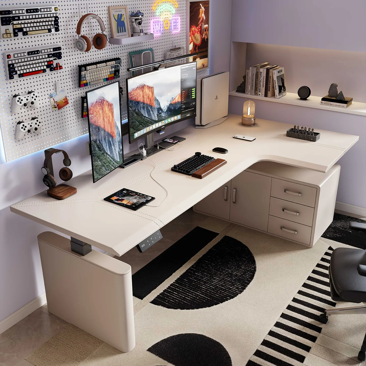 Elektryczny stół narożny z reg – Home Office L Shaped Desk recenzja i cena