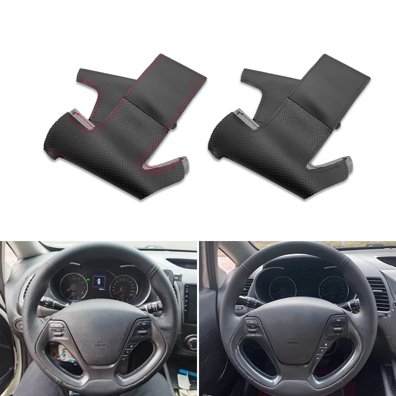 Hand-stitched Car-styling Interior Steering Wheel Braid Cover For Kia K3 2013 K3S 2014 K2 Rio 2015 2016 Ceed Cerato 2013-2017