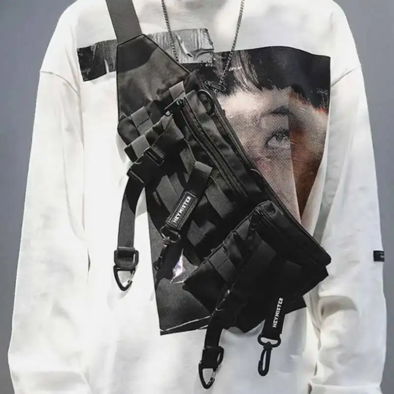 UMI MAO Multi Pocket Tactical Function Waistpack Men Techwear Casual Phone Bag Outdoor Running Hip Hop Chest Belt Bag Femme