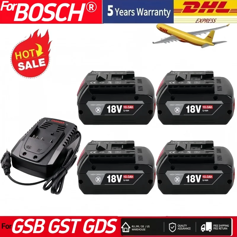

New High capacity Pro Core 18V 10.0Ah Lithium-Ion Battery Pack GBA18V80 for Bosch 18 Volt MAX⚡Cordless Power Tool Drills
