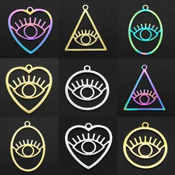 10pcs/lot Round Heart Eye Stainless Steel DIY Charm Women Hollow Mountain Pendant For Necklace Earring Making Jewelry Wholesale