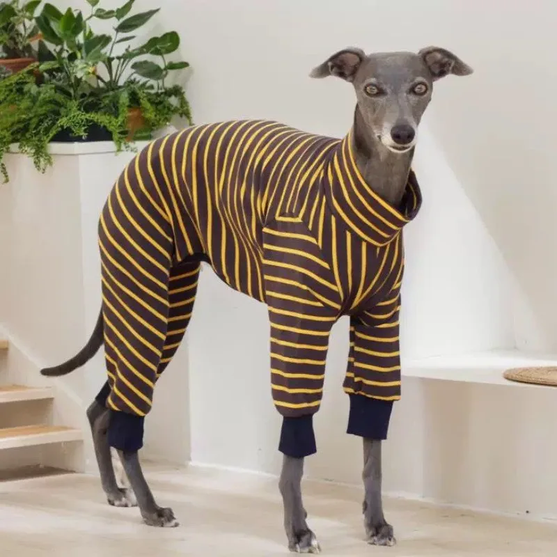 

Толстый теплый итальянский полосатый свитер для борзых, уиппет, доберман, одежда для собак, осенняя эластичная удобная одежда для домашних животных, послеоперационное восстановление