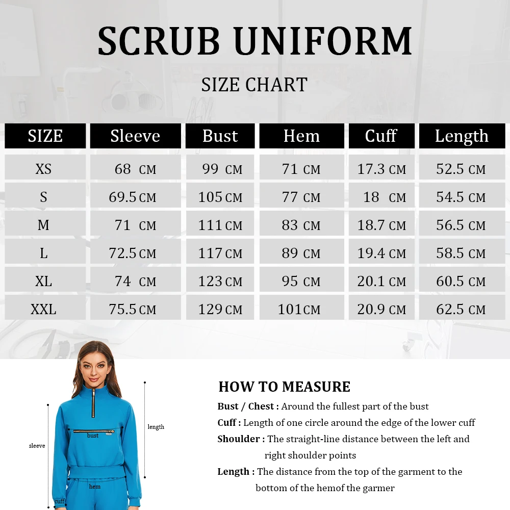 Zipper Pocket Work Clothes for Women Nurse Doctor Medical Blouses Hot Selling Multi-color Lab Coat Pharmacy Pet Store Scrub Tops